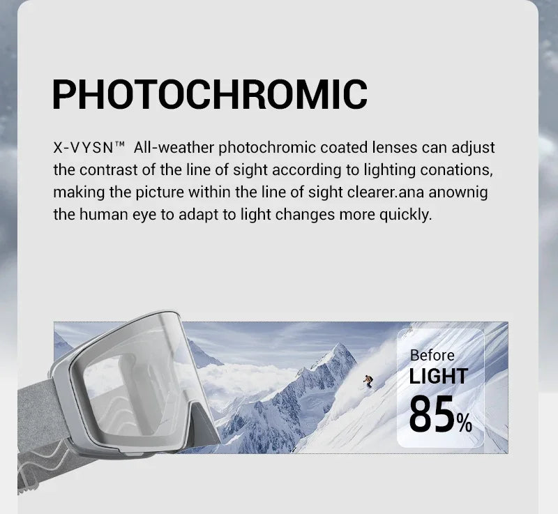 Nordcrest Photochromic Snow Goggles – Magnetic Flip Anti-Fog