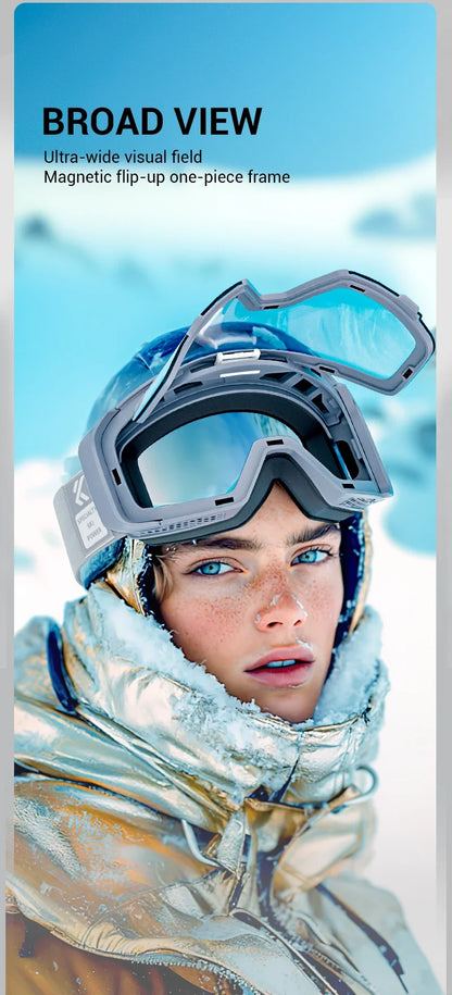Nordcrest Photochromic Snow Goggles – Magnetic Flip Anti-Fog